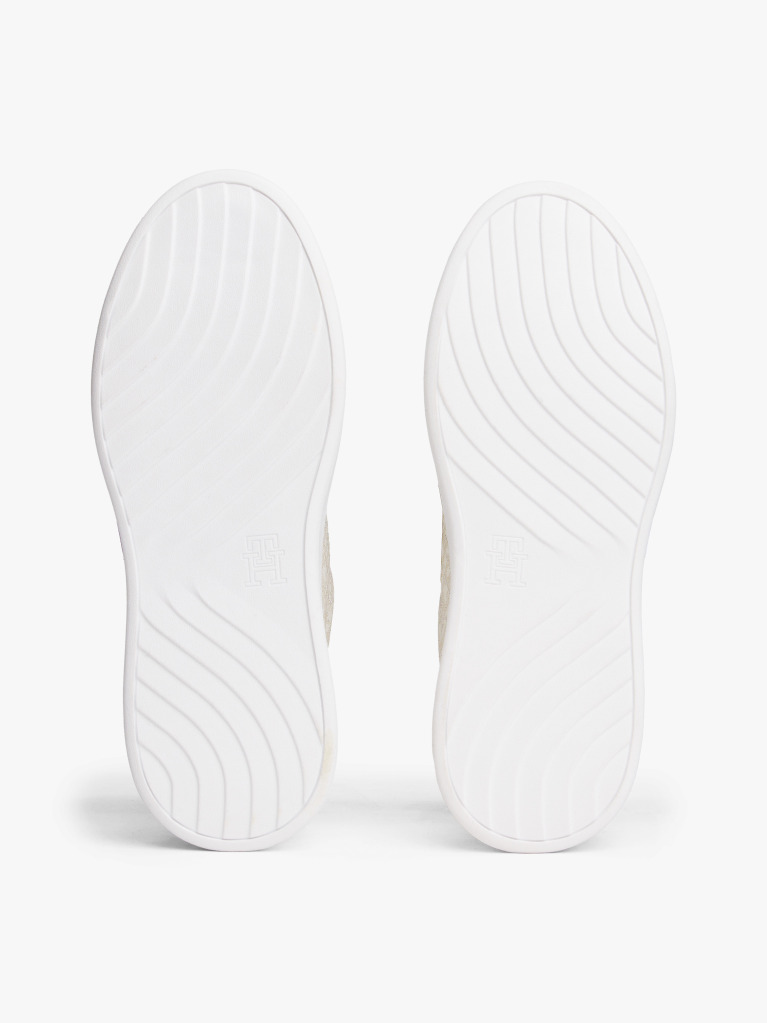Μπεζ TH Monogram Δερμάτινα Sneakers Με Πλατφόρμα  Γυναίκες