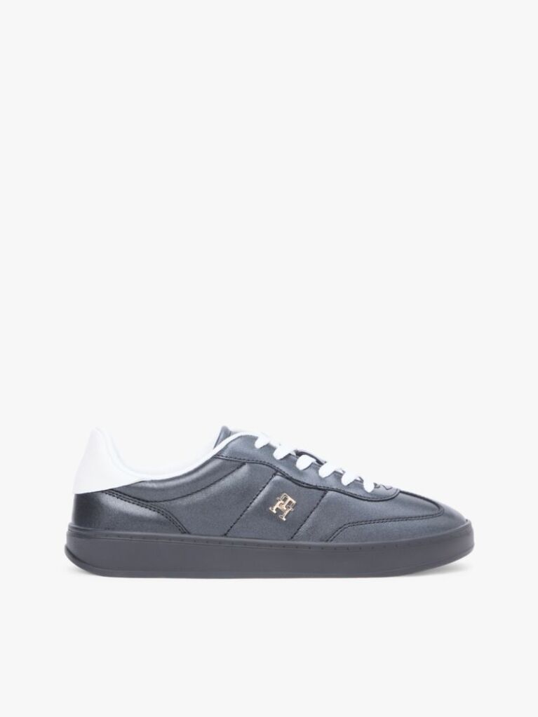 Black TH Monogram Metallic Trainers With Leather  Women