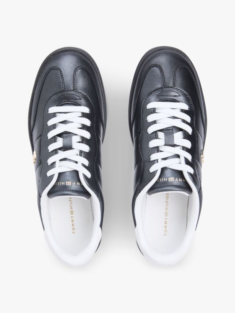 Black TH Monogram Metallic Trainers With Leather  Women