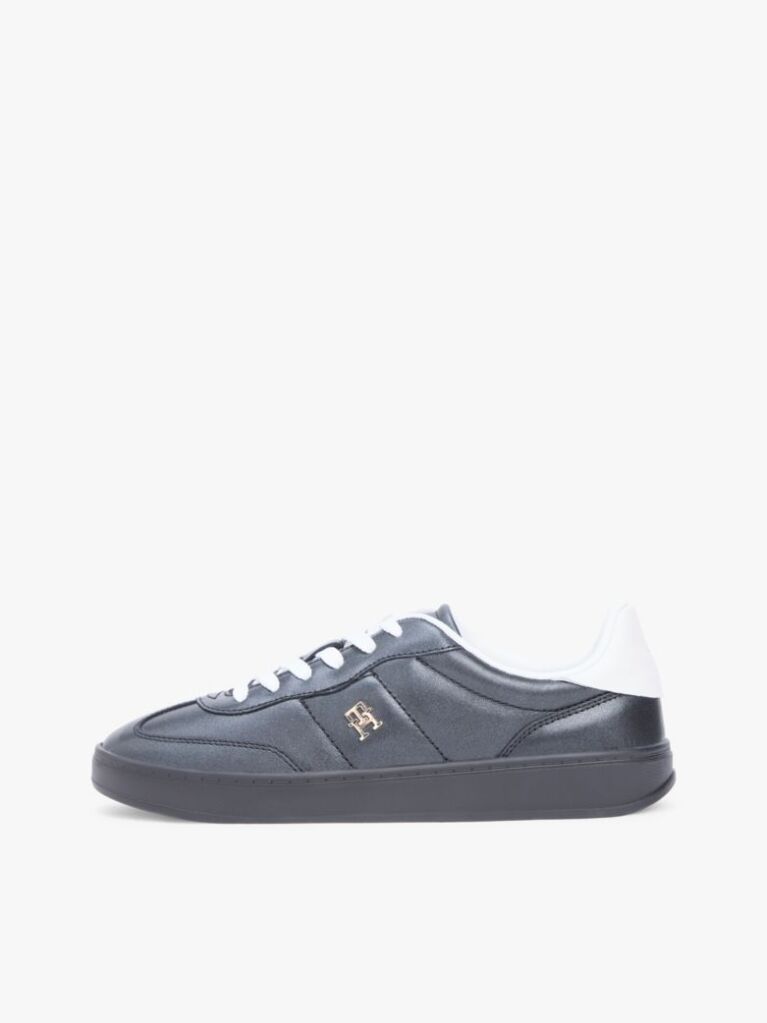 Black TH Monogram Metallic Trainers With Leather  Women