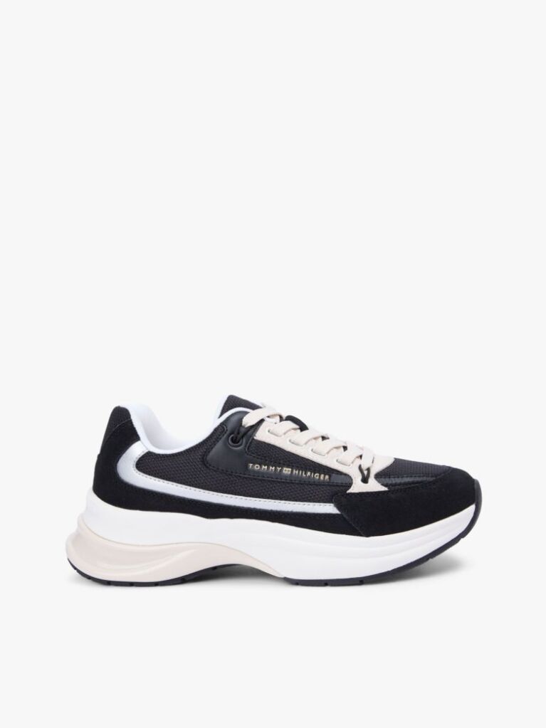 Μαύρο Σουέτ Chunky Δετά Sneakers  Γυναίκες