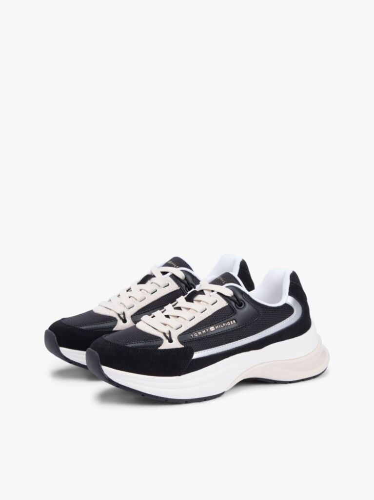 Μαύρο Σουέτ Chunky Δετά Sneakers  Γυναίκες