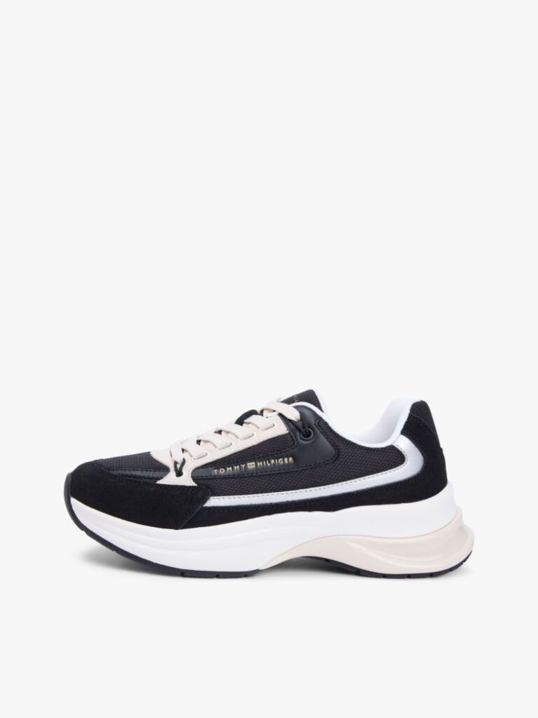 Μαύρο Σουέτ Chunky Δετά Sneakers  Γυναίκες