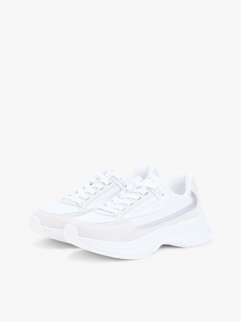 White Suede Chunky Lace-Up Trainers  Women