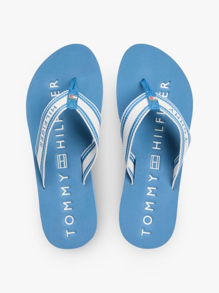 Blue Webbing Strap Signature Flip-Flops  Women
