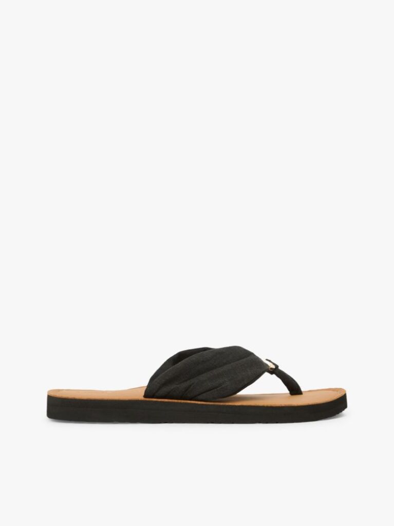 Black TH Monogram Plaque Hemp Flip-Flops  Women