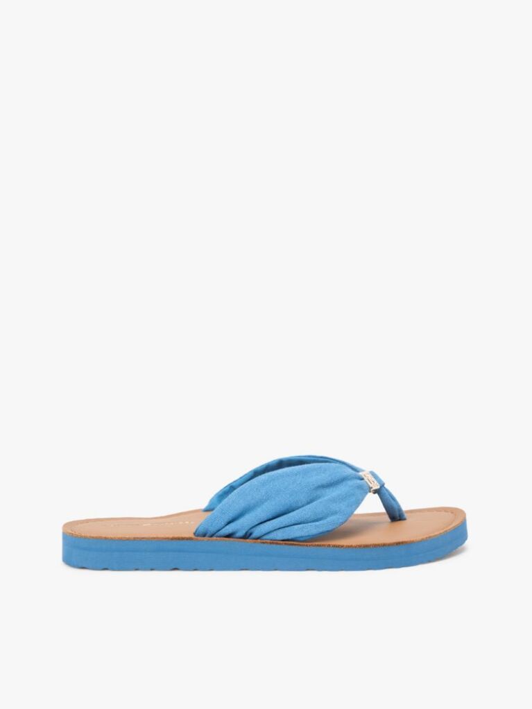 Blue TH Monogram Plaque Hemp Flip-Flops  Women