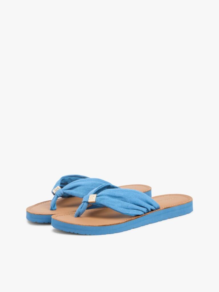 Blue TH Monogram Plaque Hemp Flip-Flops  Women