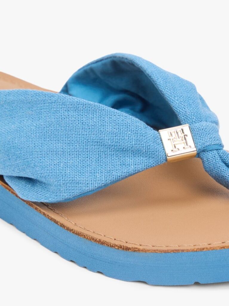 Blue TH Monogram Plaque Hemp Flip-Flops  Women