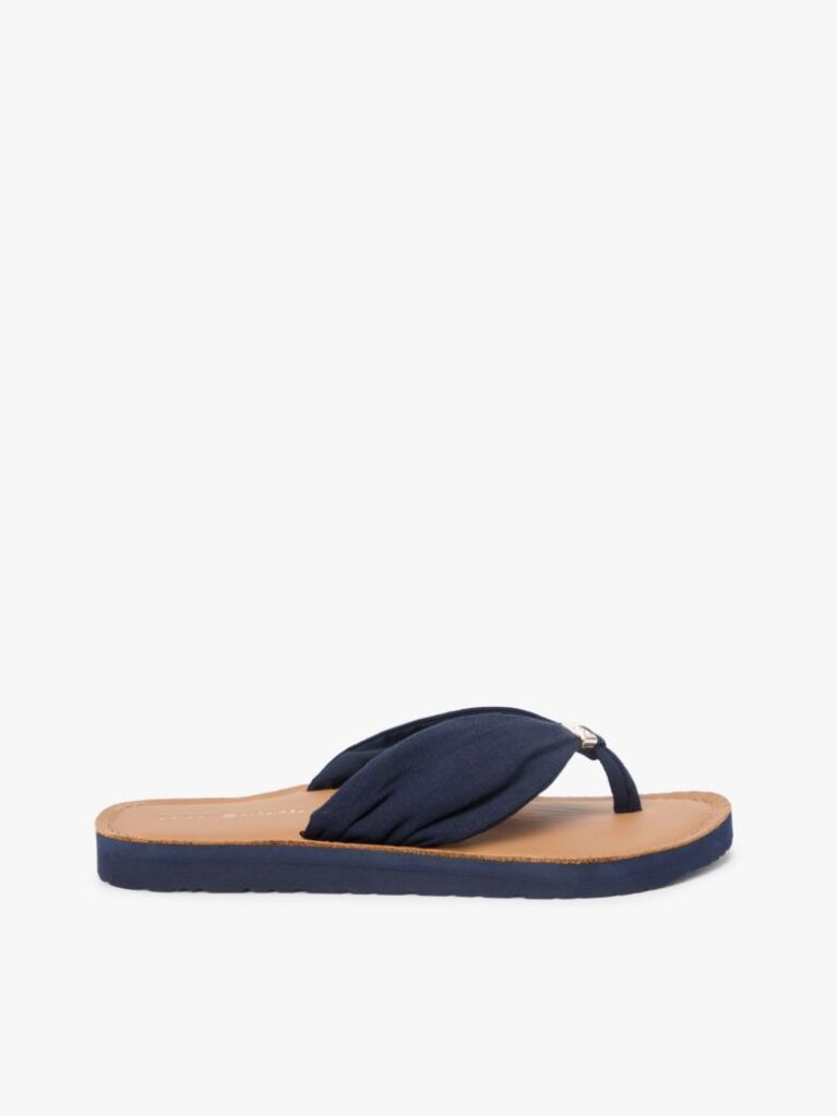 Blue TH Monogram Plaque Hemp Flip-Flops  Women