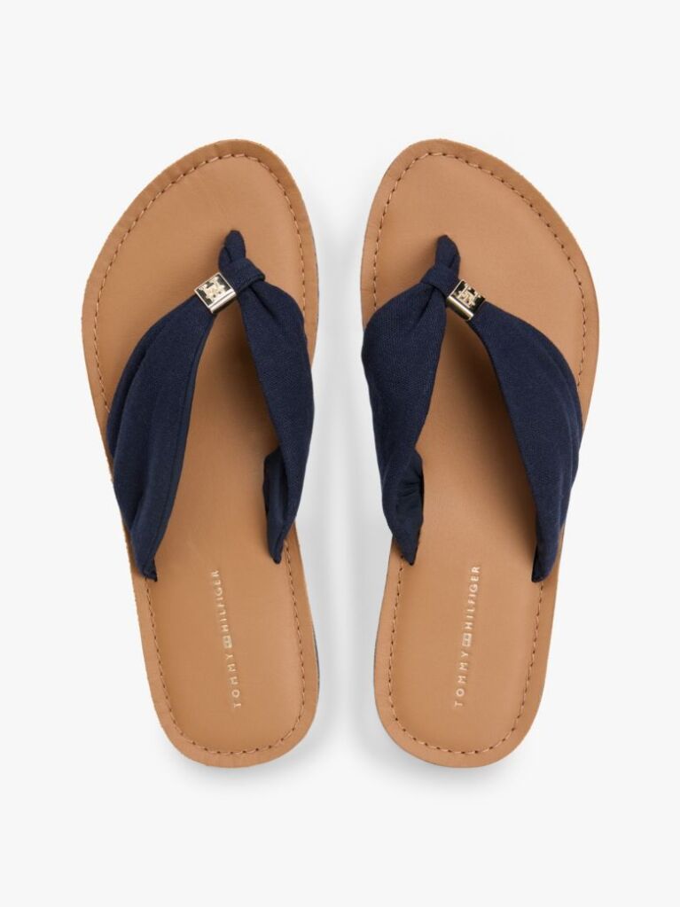 Blue TH Monogram Plaque Hemp Flip-Flops  Women