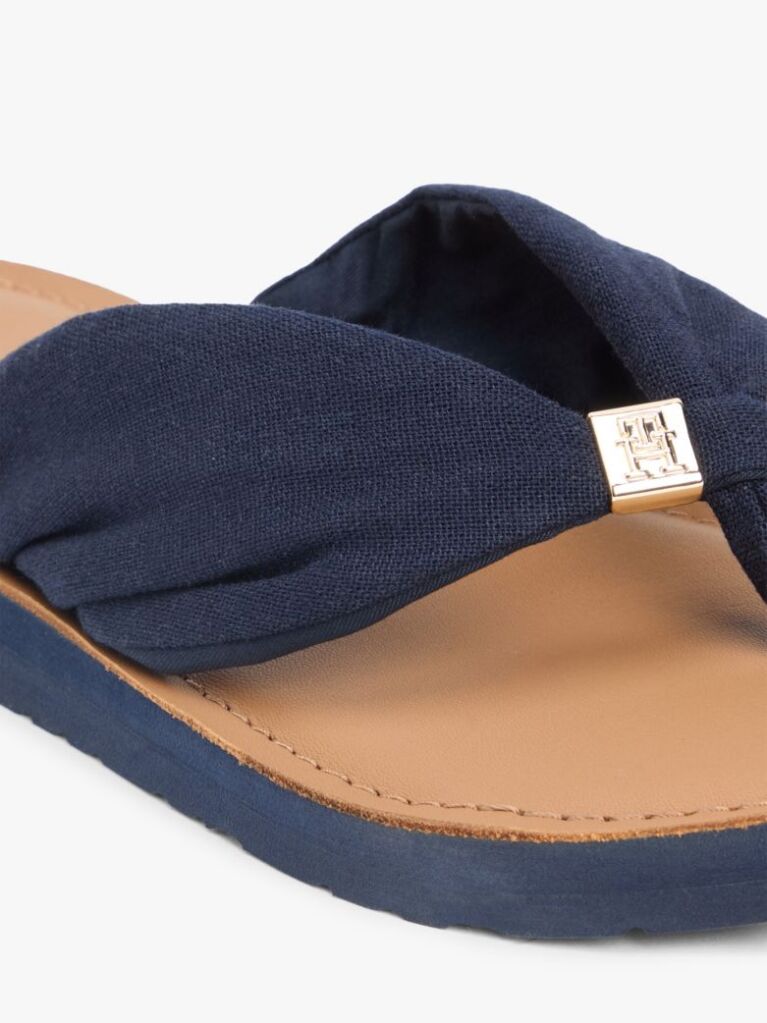 Blue TH Monogram Plaque Hemp Flip-Flops  Women