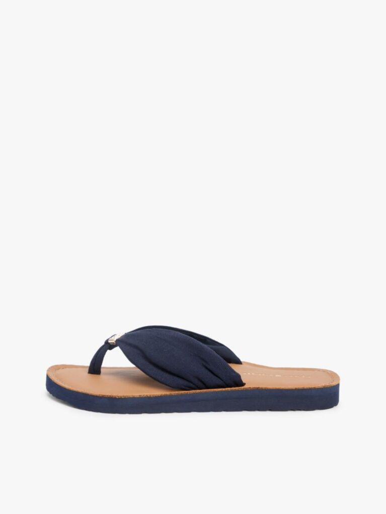 Blue TH Monogram Plaque Hemp Flip-Flops  Women
