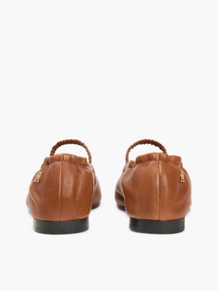 Brown Leather Elasticated Strap Ballerinas  Women