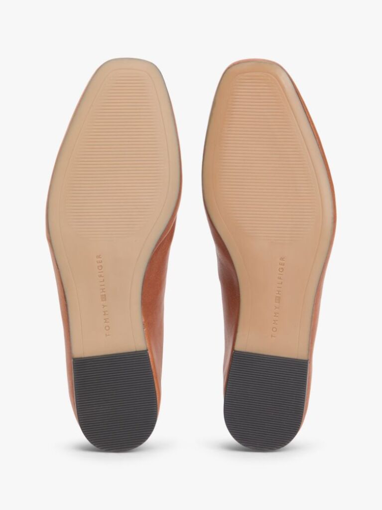 Brown Leather Elasticated Strap Ballerinas  Women