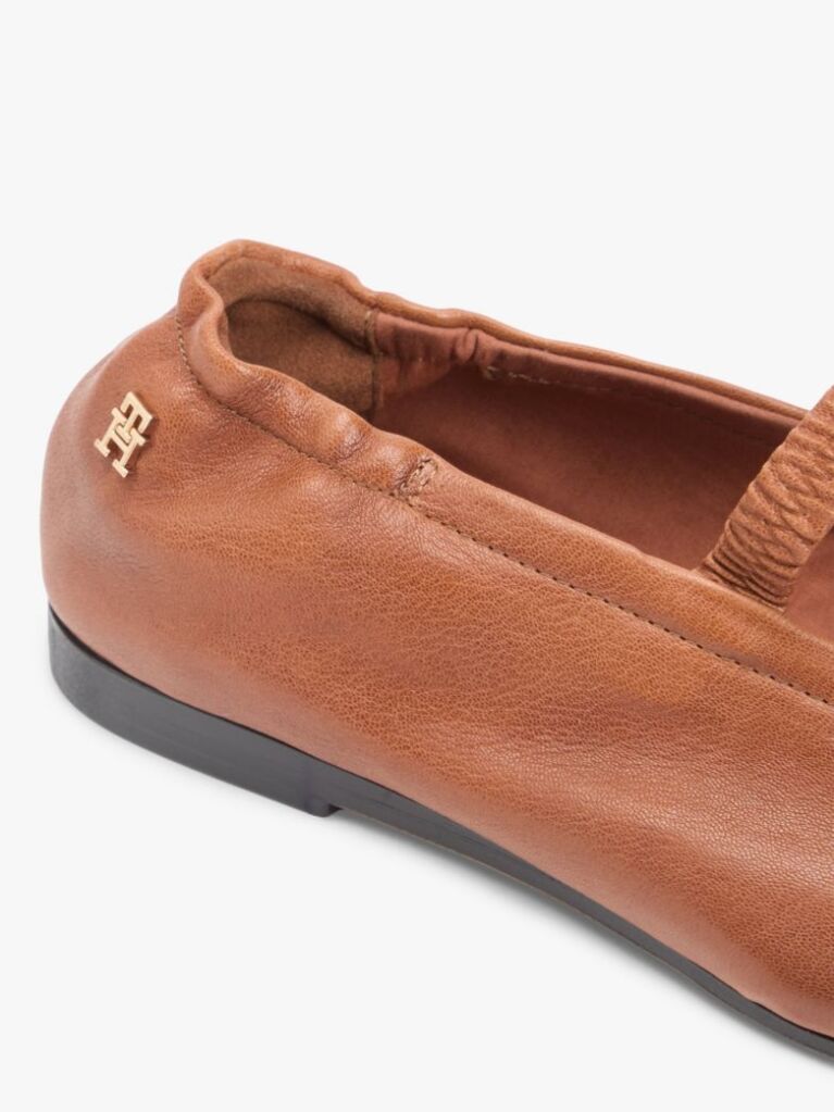 Brown Leather Elasticated Strap Ballerinas  Women