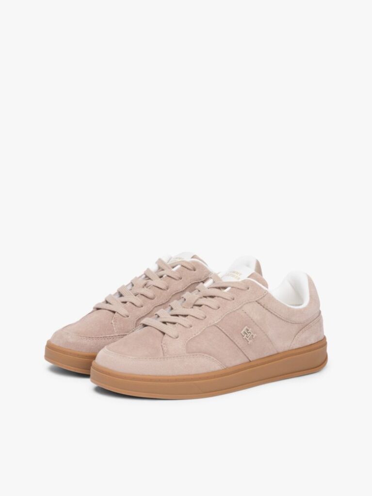 Pink TH Monogram Suede Court Trainers  Women