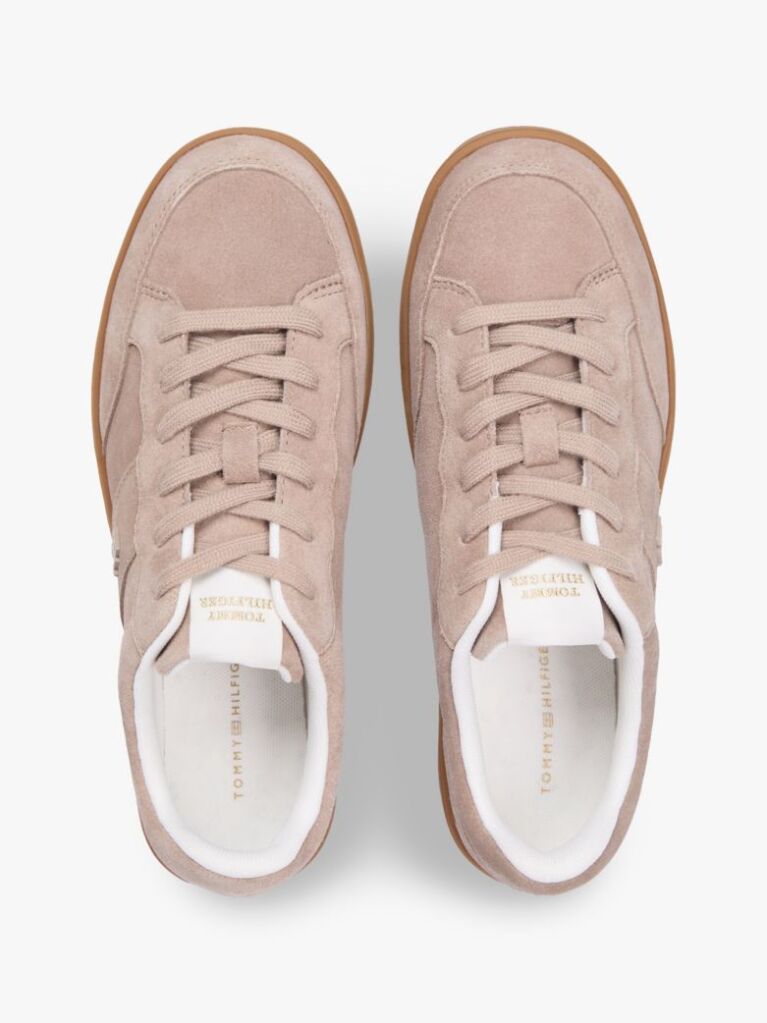 Pink TH Monogram Suede Court Trainers  Women