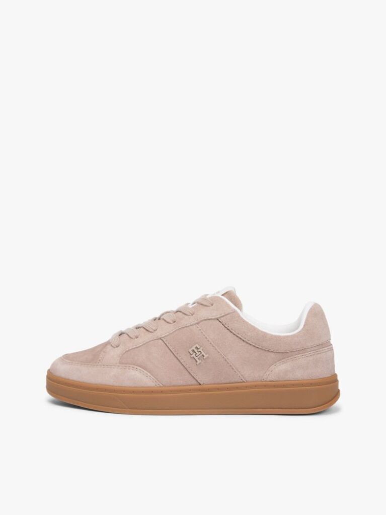 Pink TH Monogram Suede Court Trainers  Women