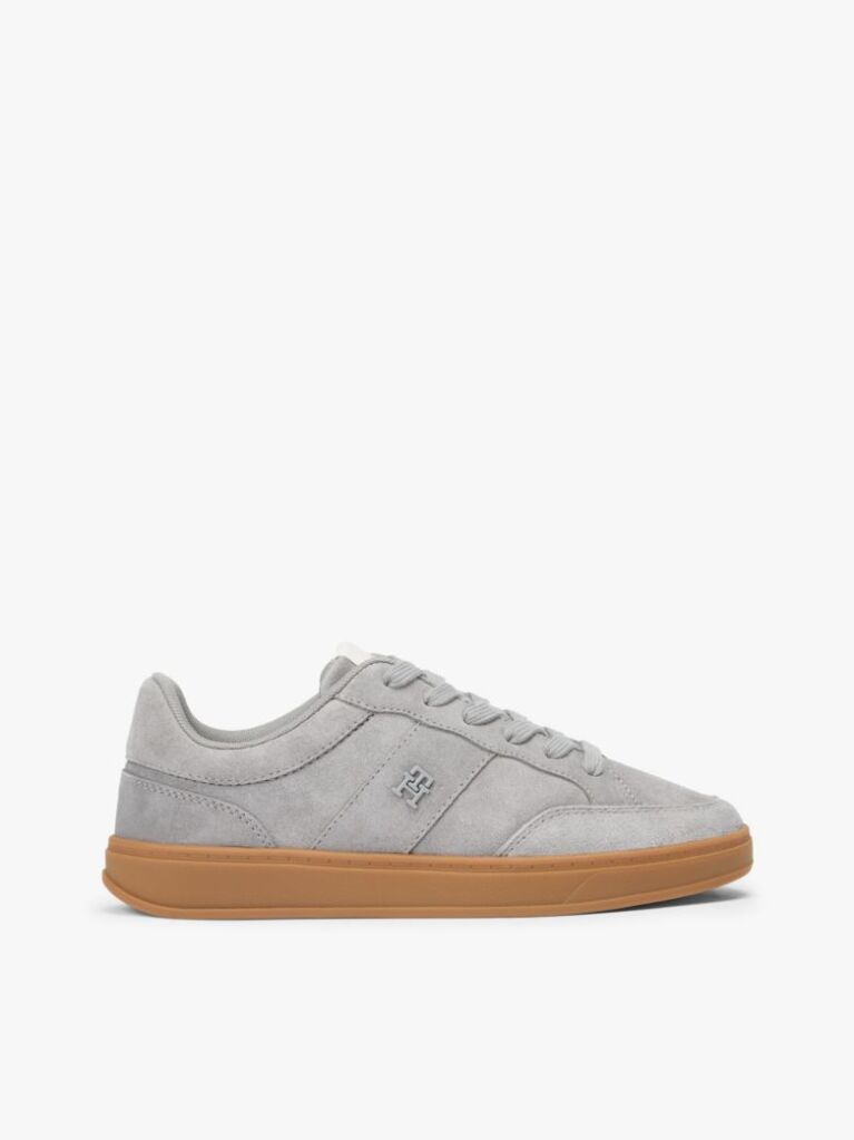 Grey TH Monogram Suede Court Trainers  Women