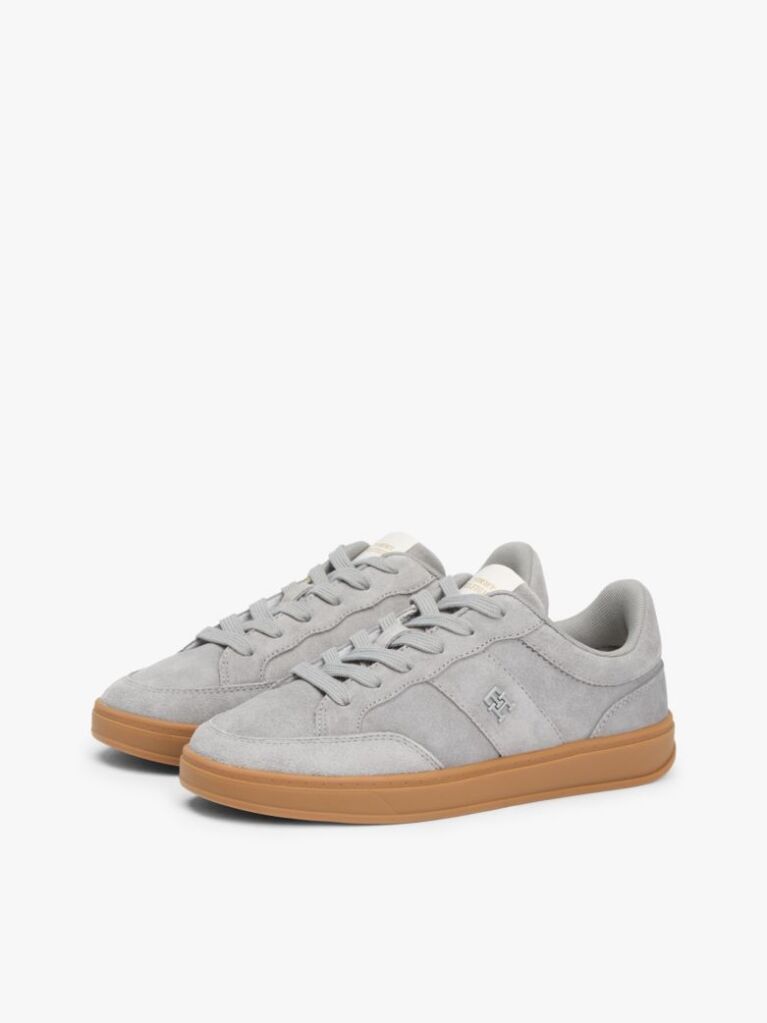 Grey TH Monogram Suede Court Trainers  Women