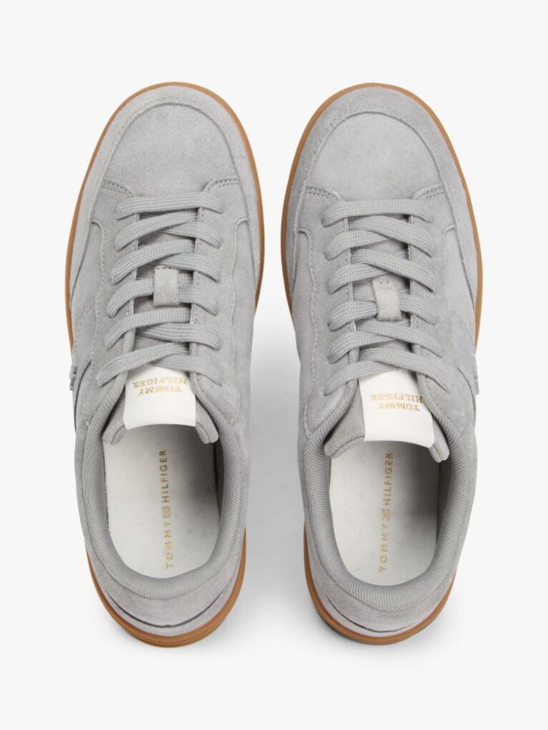 Grey TH Monogram Suede Court Trainers  Women