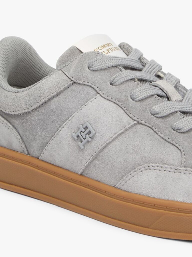 Grey TH Monogram Suede Court Trainers  Women