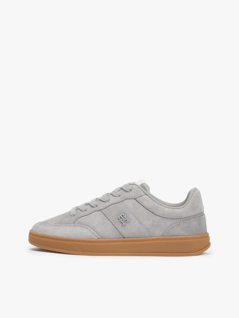 Grey TH Monogram Suede Court Trainers  Women