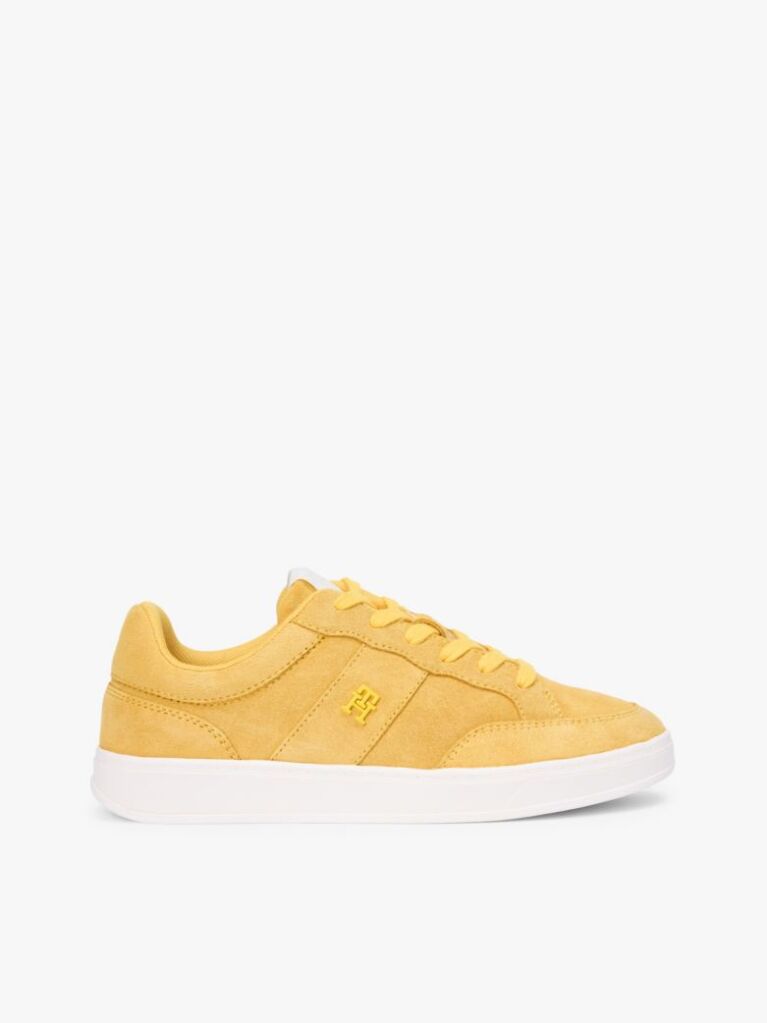 Yellow TH Monogram Suede Court Trainers  Women