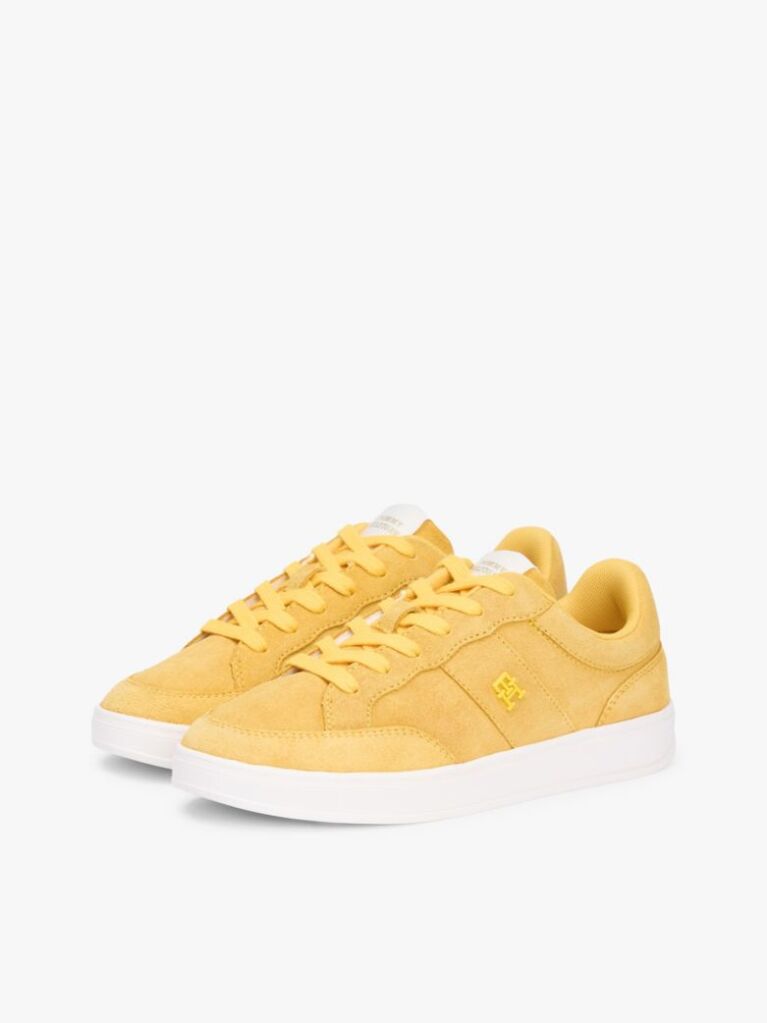 Yellow TH Monogram Suede Court Trainers  Women