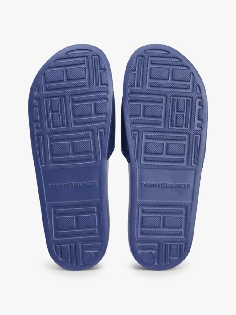 Blue Logo Embroidery Canvas Pool Slides  Women