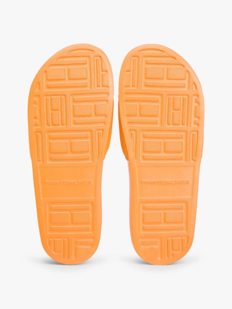 Orange Logo Embroidery Canvas Pool Slides  Women