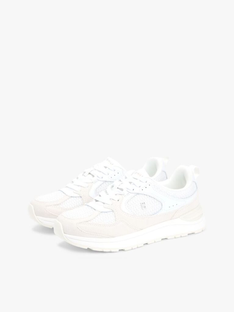 White Tonal TH Monogram Mixed Texture Trainers  Women