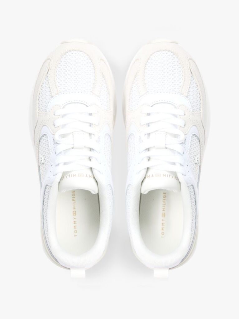 White Tonal TH Monogram Mixed Texture Trainers  Women