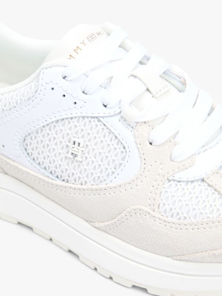 White Tonal TH Monogram Mixed Texture Trainers  Women