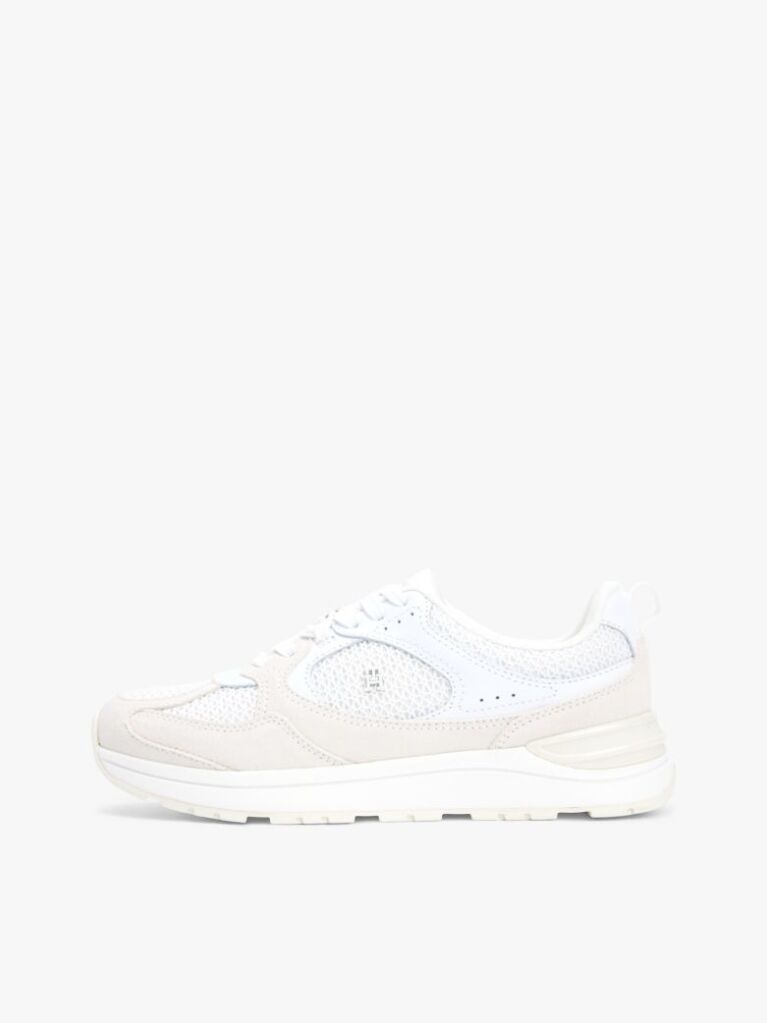 White Tonal TH Monogram Mixed Texture Trainers  Women