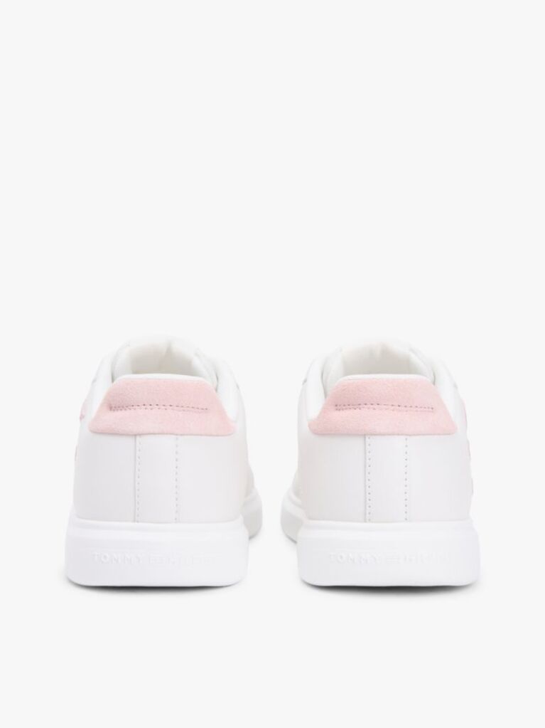 White Hilfiger Icon Leather Logo Embroidery Court Trainers  Women