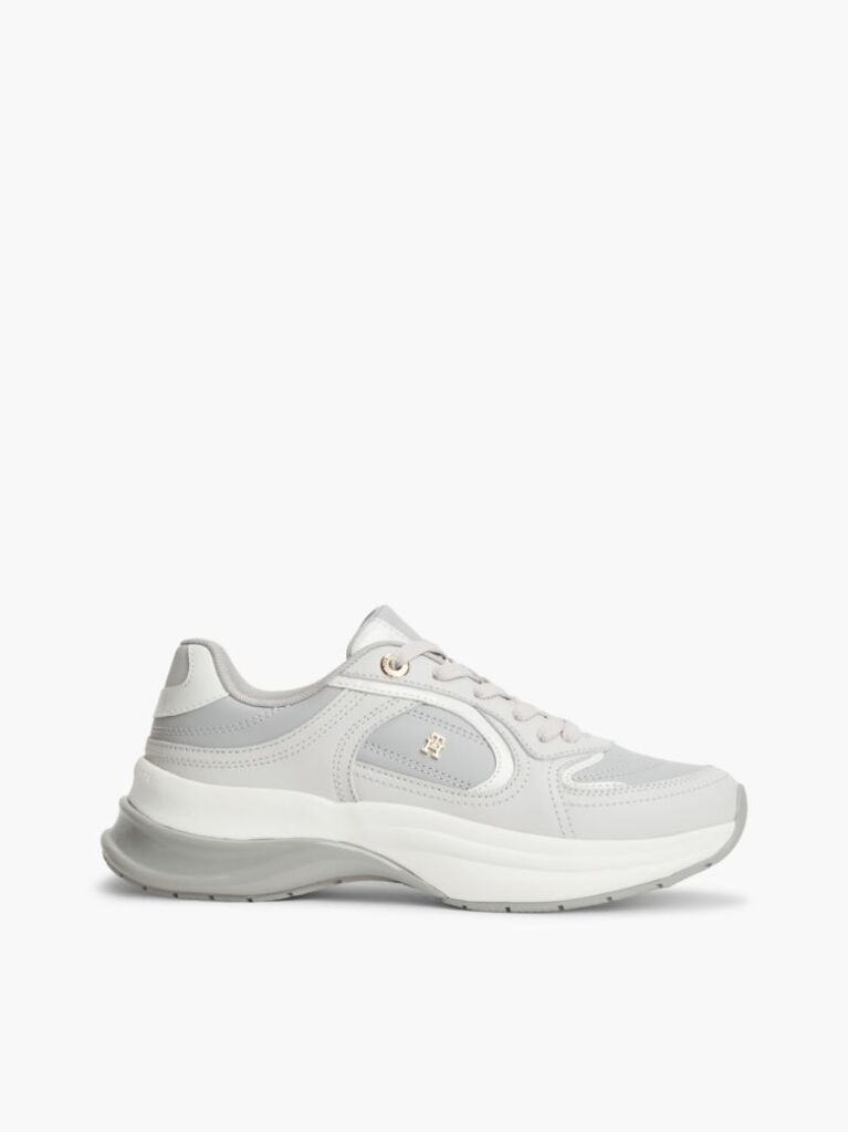 Grey TH Monogram Leather Chunky Sneakers  Women