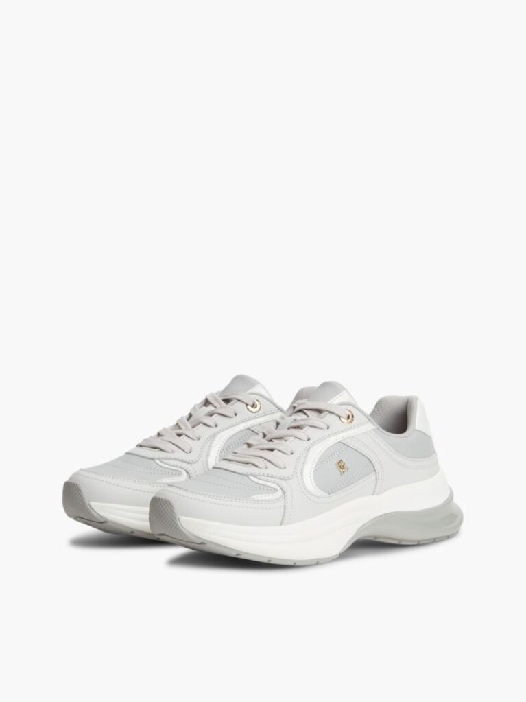 Grey TH Monogram Leather Chunky Sneakers  Women
