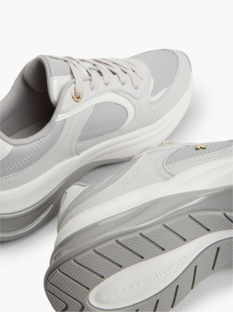 Grey TH Monogram Leather Chunky Sneakers  Women