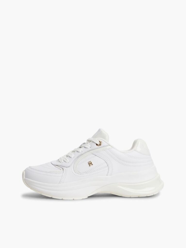 White TH Monogram Leather Chunky Sneakers  Women