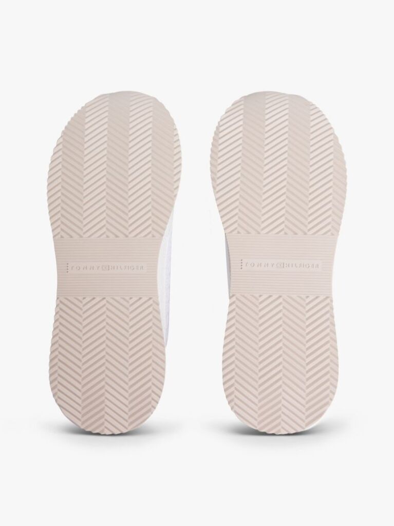 White TH Monogram Leather Mixed Texture Trainers  Women