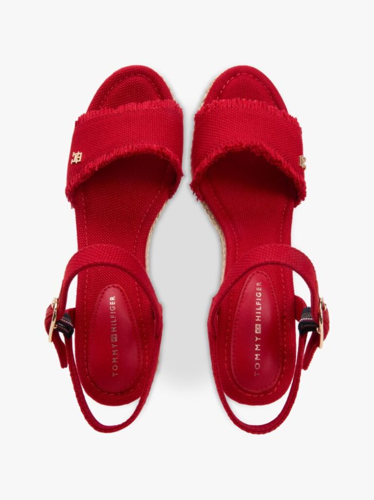Red TH Monogram Woven Wedge Espadrilles  Women