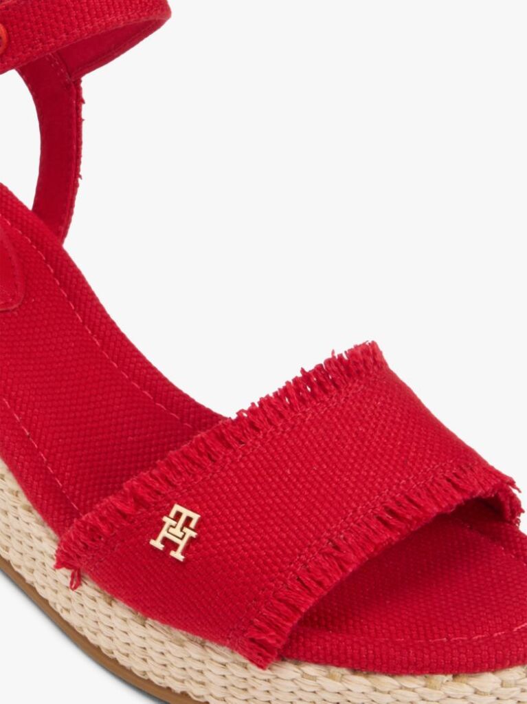 Red TH Monogram Woven Wedge Espadrilles  Women