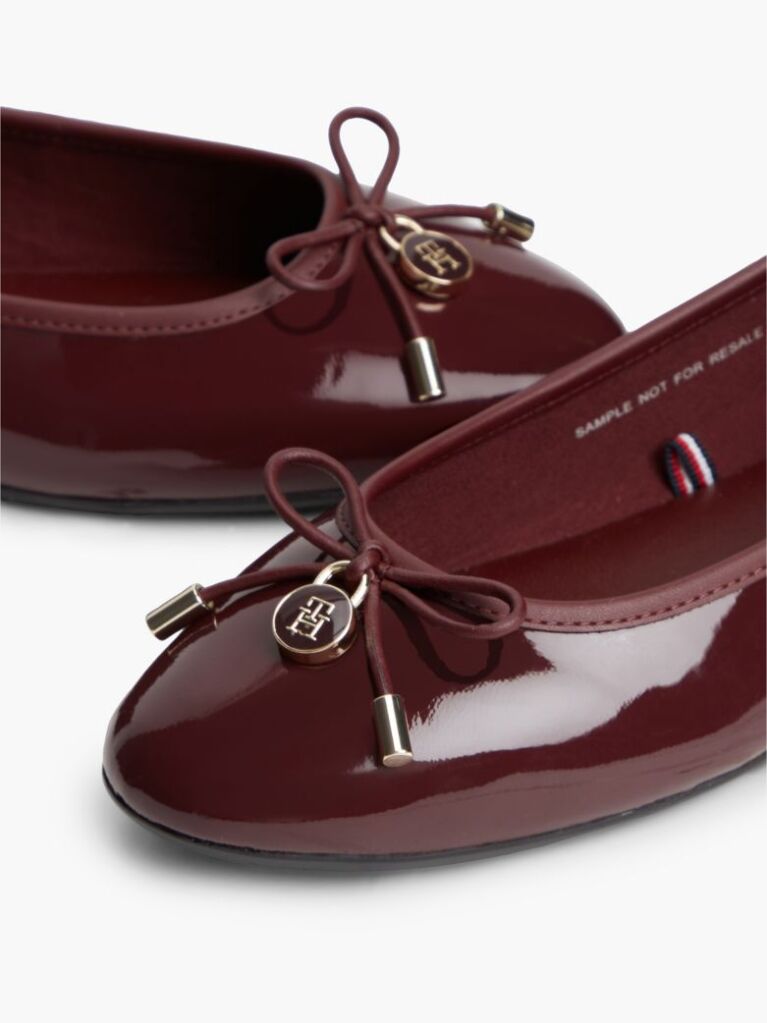 Red Patent Leather Padlock Charm Ballerinas  Women