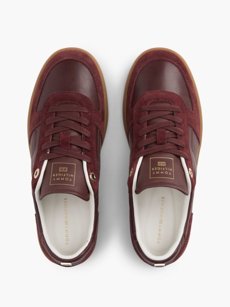Κόκκινο Δερμάτινα Sneakers Με Μίξη Υφών  Γυναίκες