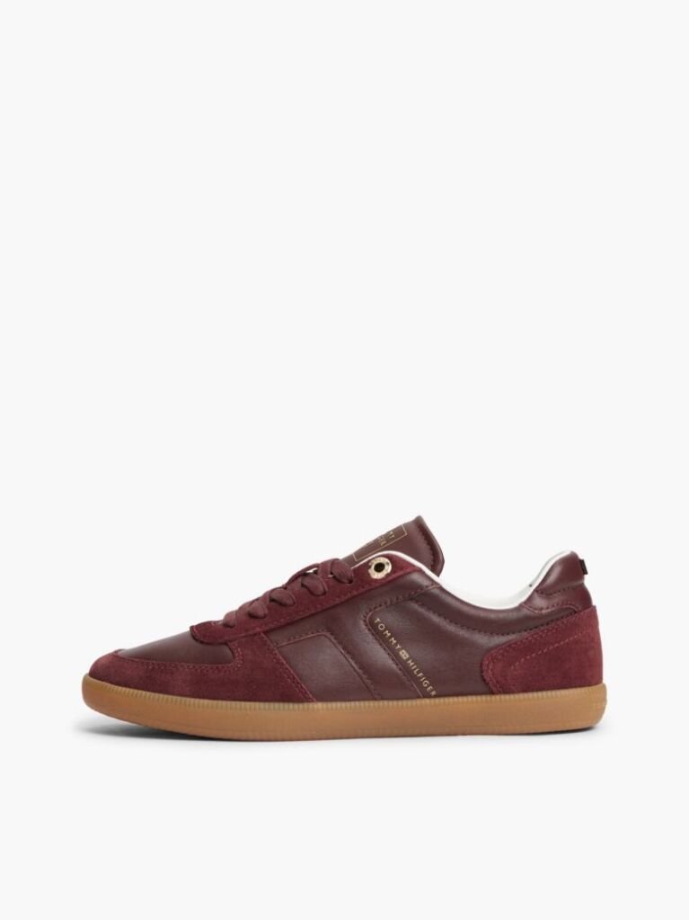 Κόκκινο Δερμάτινα Sneakers Με Μίξη Υφών  Γυναίκες