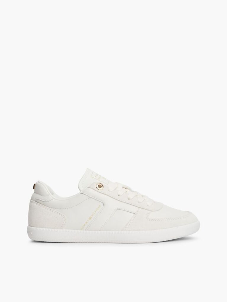 Μπεζ Δερμάτινα Sneakers Με Μίξη Υφών  Γυναίκες