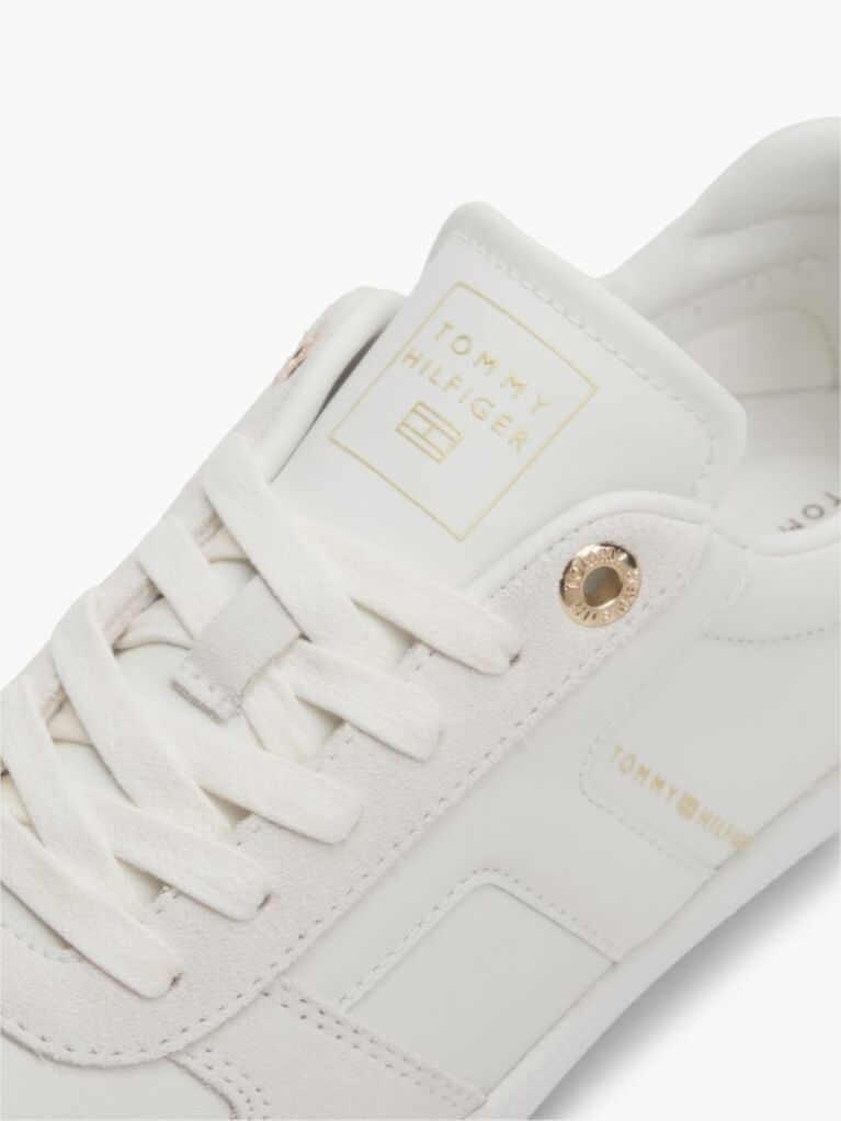 Μπεζ Δερμάτινα Sneakers Με Μίξη Υφών  Γυναίκες