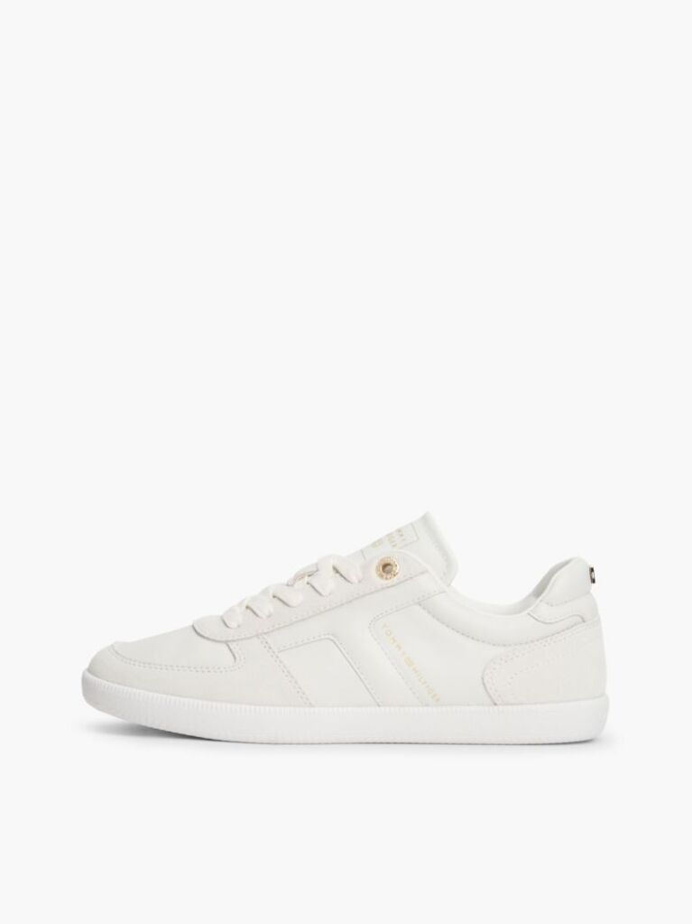 Μπεζ Δερμάτινα Sneakers Με Μίξη Υφών  Γυναίκες